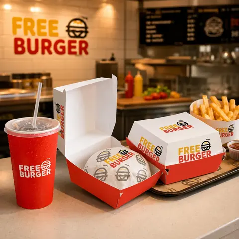 Burger kutusu ve servis seti ambalaj tasarımı