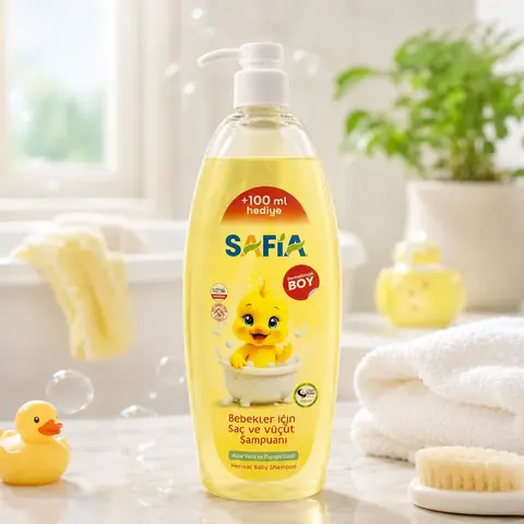 Bebek şampuanı şişe etiketi tasarımı
